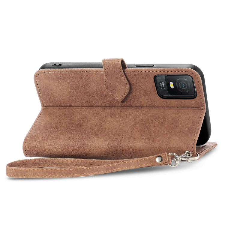 For TCL 403 Embossed Flower Zipper Leather Phone Case