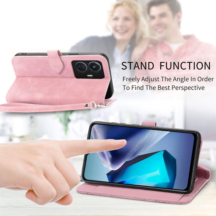 For vivo T1 Embossed Flower Zipper Leather Phone Case