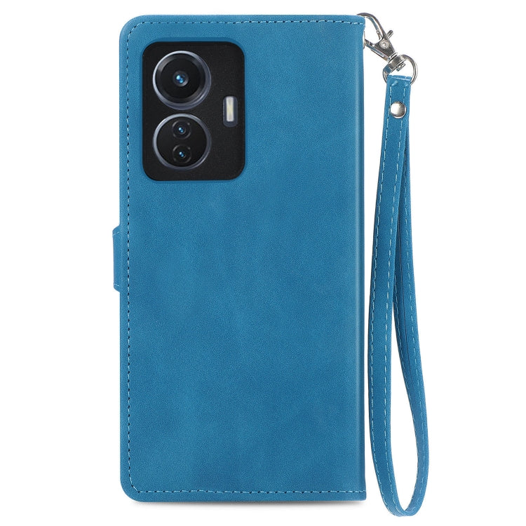 For vivo T1 Embossed Flower Zipper Leather Phone Case