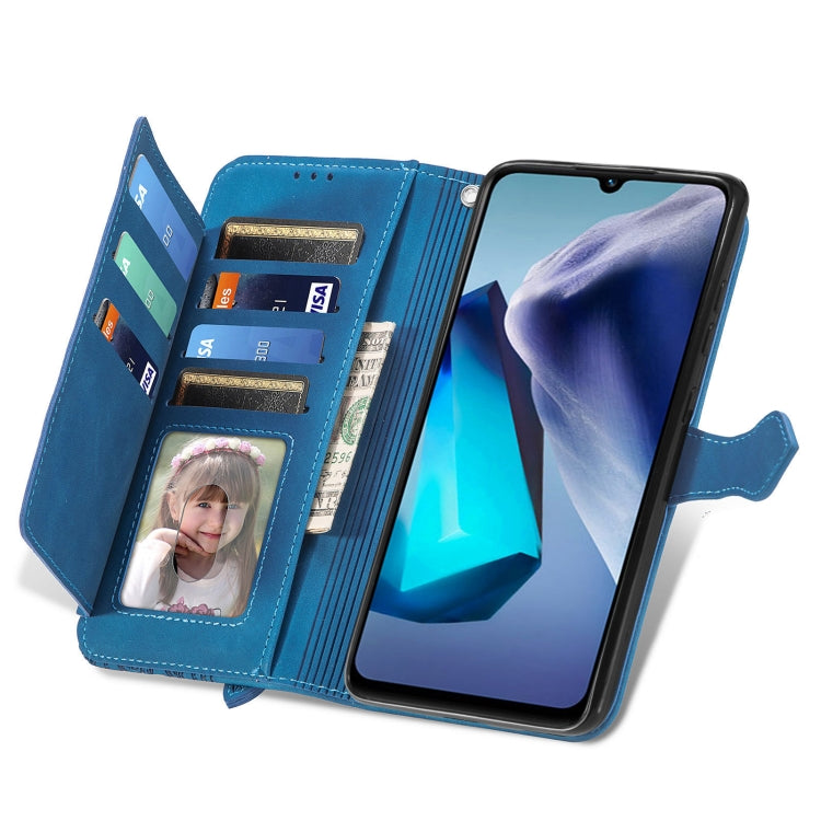 For vivo T1 Embossed Flower Zipper Leather Phone Case