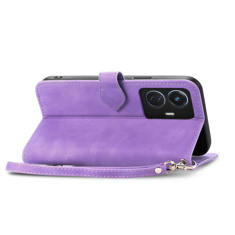 For vivo T1 Embossed Flower Zipper Leather Phone Case