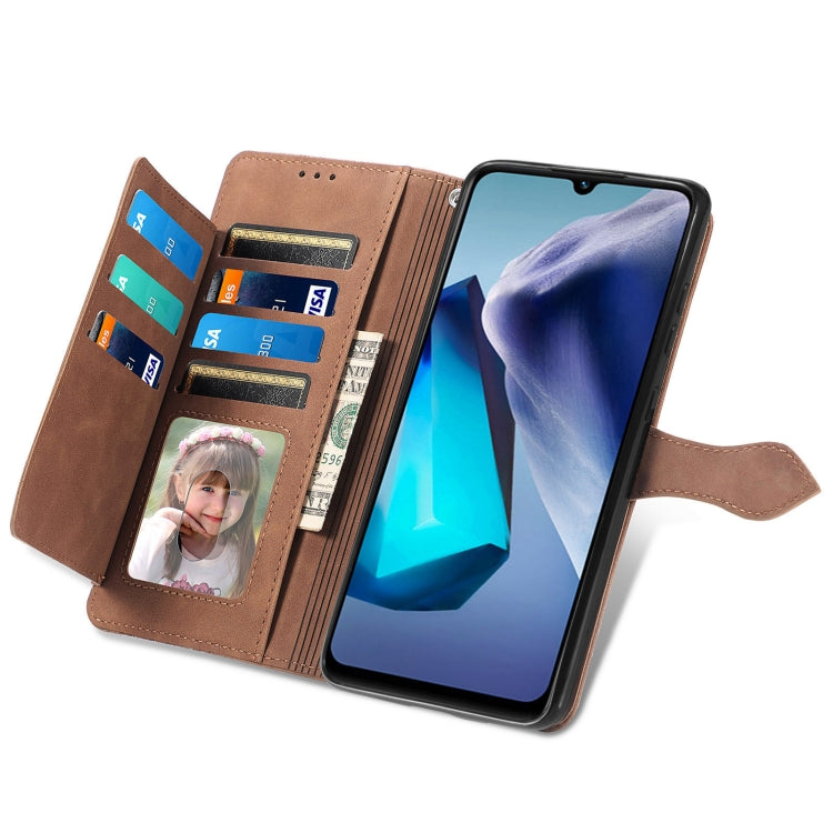 For vivo T1 Embossed Flower Zipper Leather Phone Case