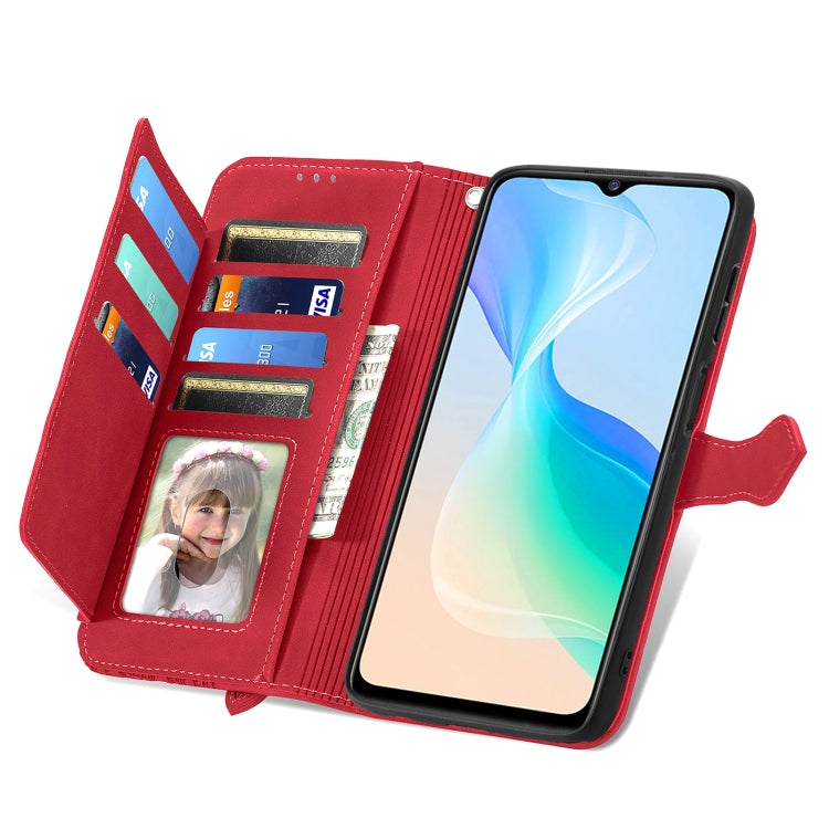 For vivo Y76 5G Embossed Flower Zipper Leather Phone Case