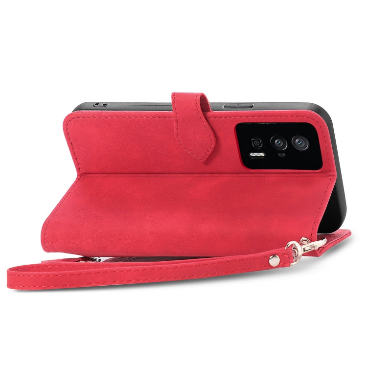 For Xiaomi Redmi K60 Pro Embossed Flower Zipper Leather Phone Case