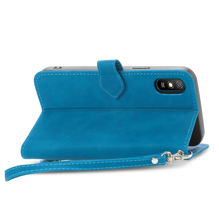 For Xiaomi Redmi 9A Embossed Flower Zipper Leather Phone Case