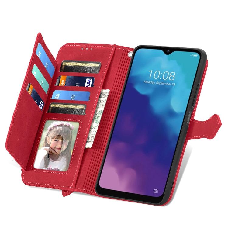 For ZTE Blade V30 Vita Embossed Flower Zipper Leather Phone Case