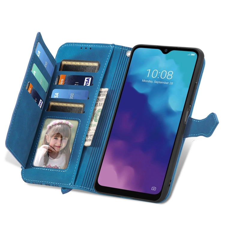 For ZTE Blade V30 Vita Embossed Flower Zipper Leather Phone Case