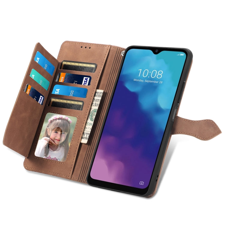 For ZTE Blade V30 Vita Embossed Flower Zipper Leather Phone Case