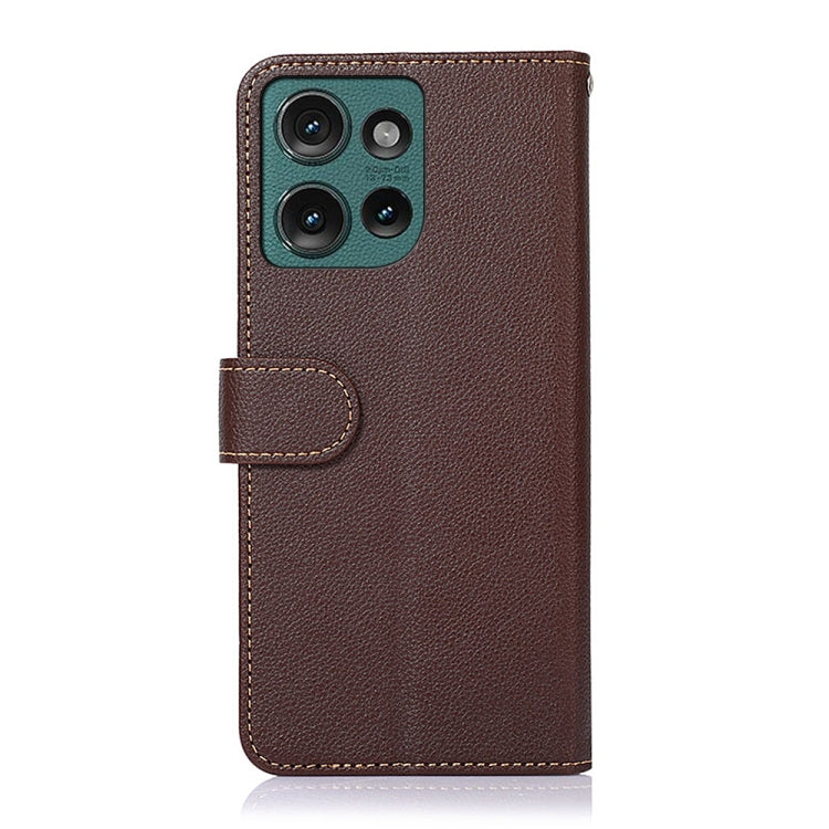 For Motorola Edge 50 KHAZNEH Litchi Texture Leather RFID Phone Case