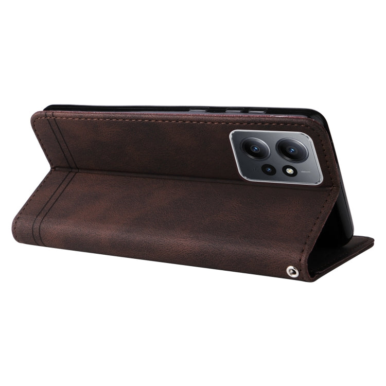 For Xiaomi Redmi Note 12 4G Global Skin Feel Life Tree Metal Button Leather Phone Case