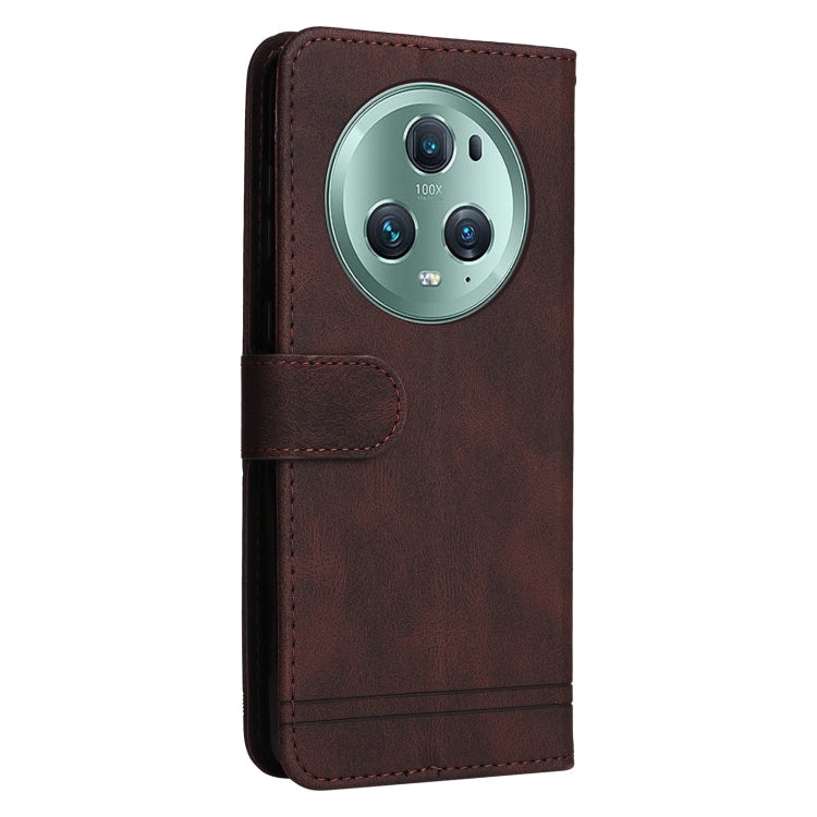 For Honor Magic5 Pro Skin Feel Life Tree Metal Button Leather Phone Case