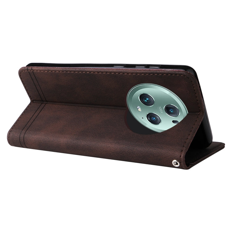 For Honor Magic5 Pro Skin Feel Life Tree Metal Button Leather Phone Case