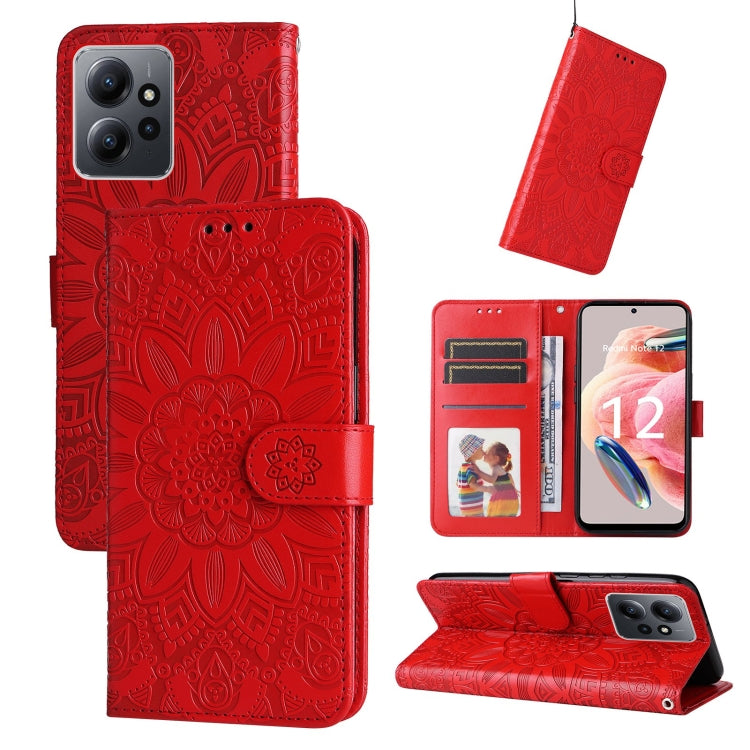 For Xiaomi Redmi Note 12 4G Global Embossed Sunflower Leather Phone Case