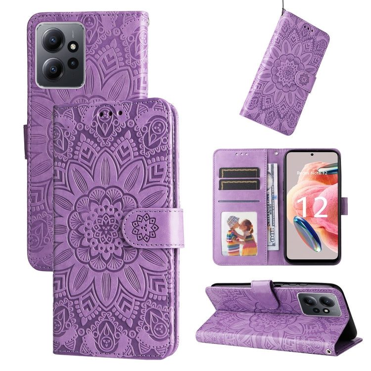 For Xiaomi Redmi Note 12 4G Global Embossed Sunflower Leather Phone Case
