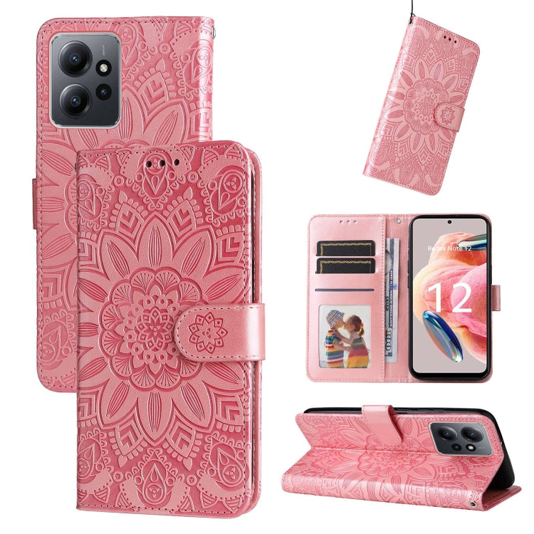 For Xiaomi Redmi Note 12 4G Global Embossed Sunflower Leather Phone Case