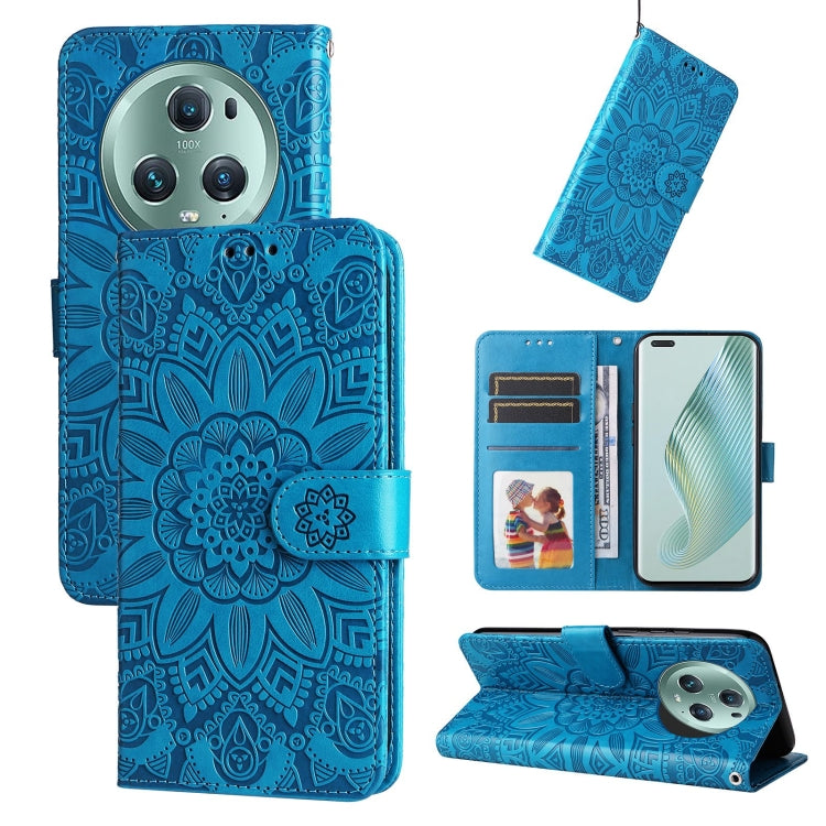 For Honor Magic5 Pro Embossed Sunflower Leather Phone Case