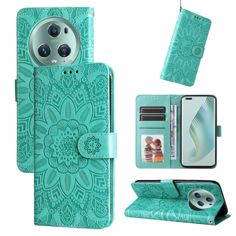 For Honor Magic5 Pro Embossed Sunflower Leather Phone Case