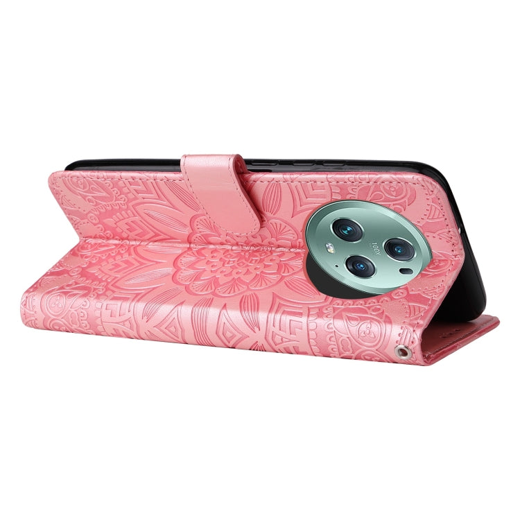 For Honor Magic5 Pro Embossed Sunflower Leather Phone Case