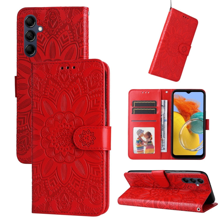 For Samsung Galaxy M14 5G Embossed Sunflower Leather Phone Case