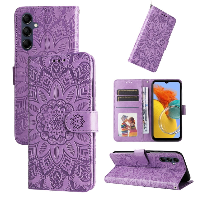 For Samsung Galaxy M14 5G Embossed Sunflower Leather Phone Case