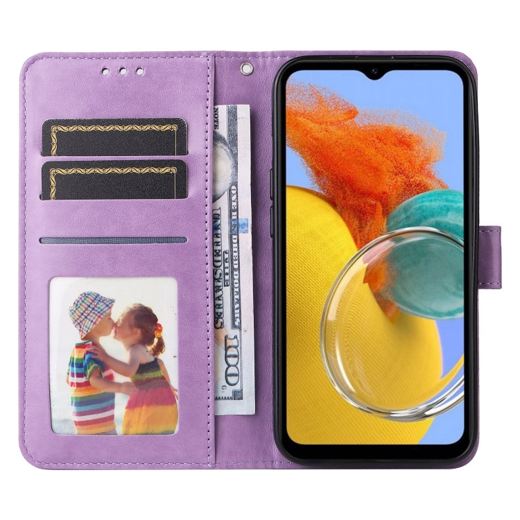 For Samsung Galaxy M14 5G Embossed Sunflower Leather Phone Case