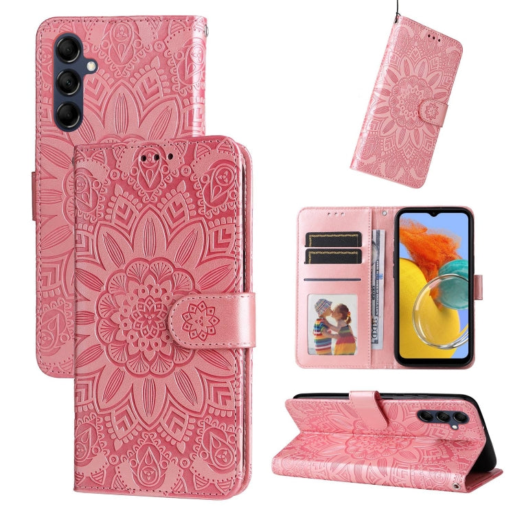 For Samsung Galaxy M14 5G Embossed Sunflower Leather Phone Case