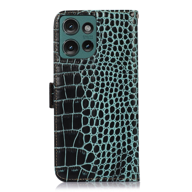 For Motorola Edge 50 Global Crocodile Top Layer Cowhide Leather Phone Case