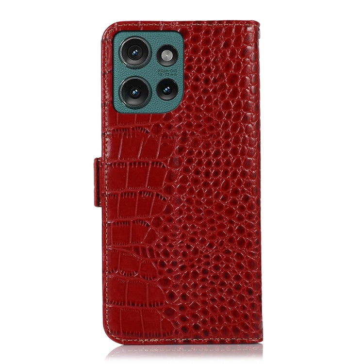 For Motorola Edge 50 Global Crocodile Top Layer Cowhide Leather Phone Case