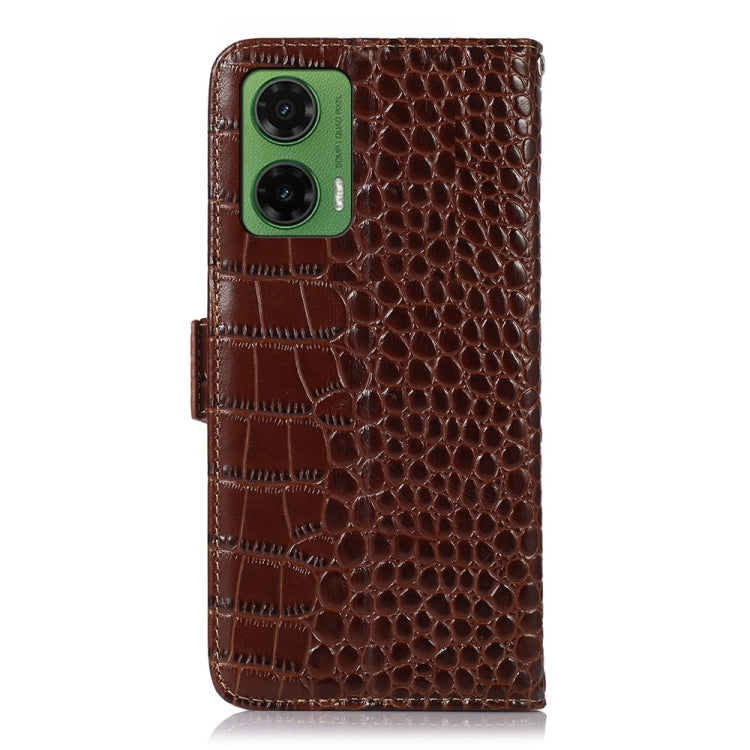 For Motorola Moto G35 Crocodile Top Layer Cowhide Leather Phone Case