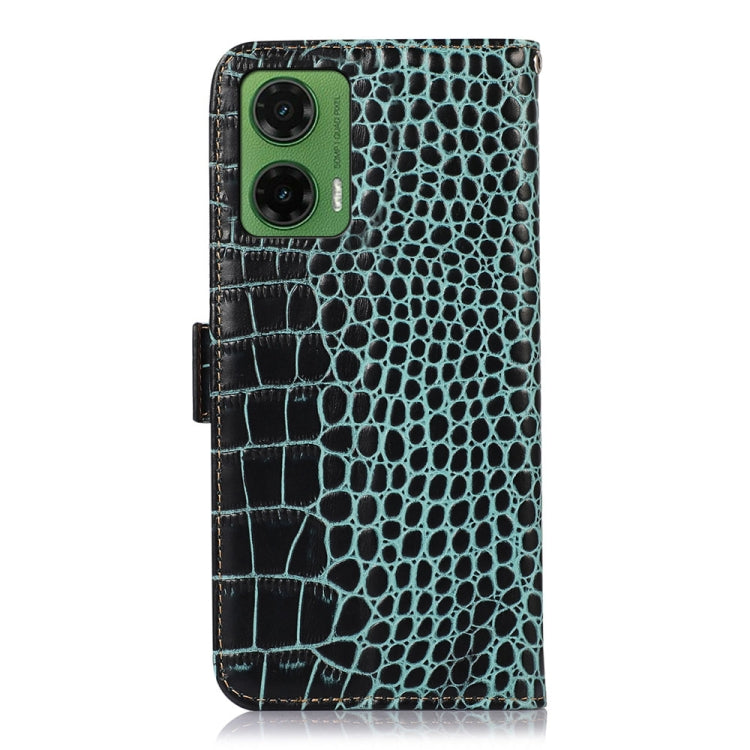 For Motorola Moto G35 Crocodile Top Layer Cowhide Leather Phone Case