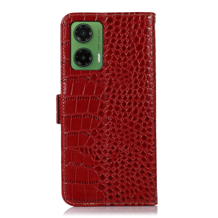 For Motorola Moto G35 Crocodile Top Layer Cowhide Leather Phone Case