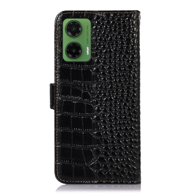 For Motorola Moto G35 Crocodile Top Layer Cowhide Leather Phone Case