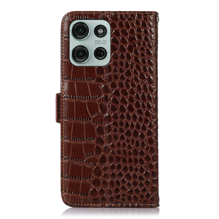 For Motorola Moto G75 5G Crocodile Top Layer Cowhide Leather Phone Case