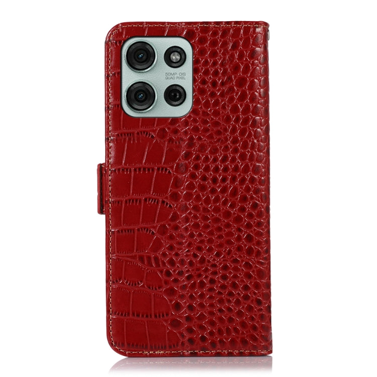 For Motorola Moto G75 5G Crocodile Top Layer Cowhide Leather Phone Case