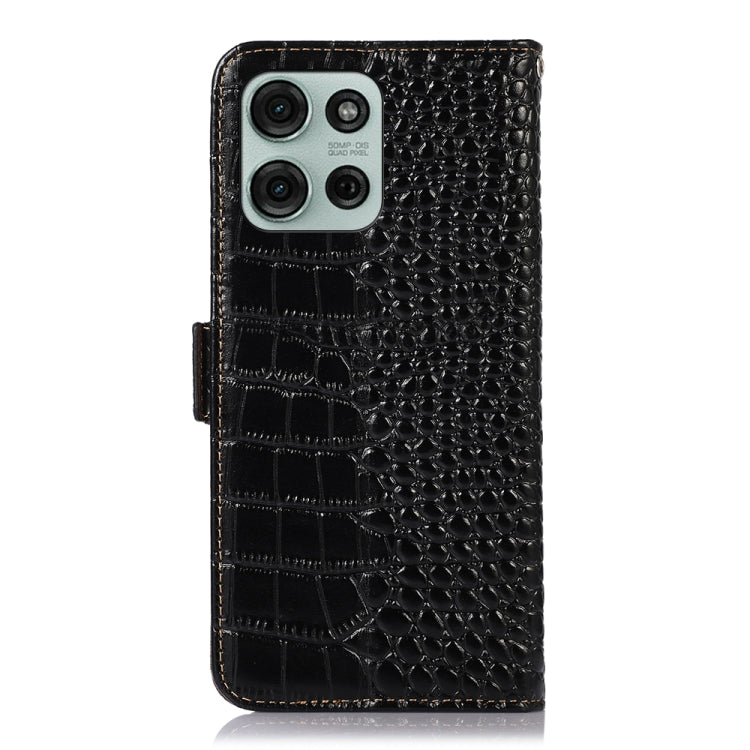 For Motorola Moto G75 5G Crocodile Top Layer Cowhide Leather Phone Case