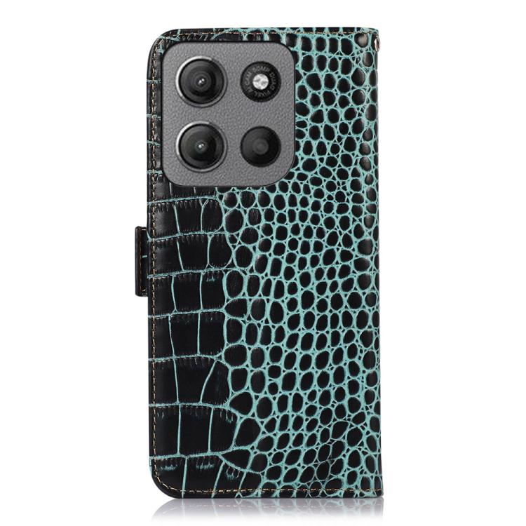 For Motorola Moto G15 4G / G05 Crocodile Top Layer Cowhide Leather Phone Case
