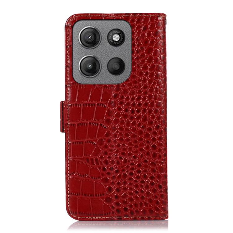 For Motorola Moto G15 4G / G05 Crocodile Top Layer Cowhide Leather Phone Case