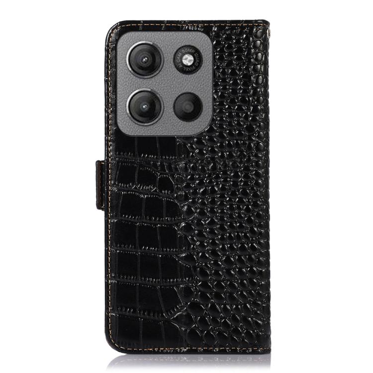 For Motorola Moto G15 4G / G05 Crocodile Top Layer Cowhide Leather Phone Case