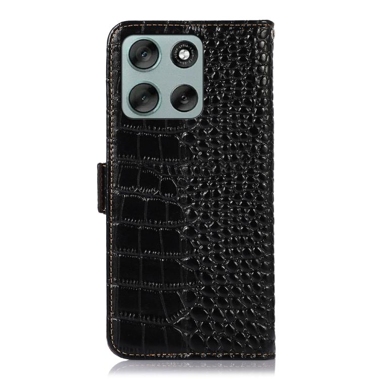 For Motorola Moto G56 5G Crocodile Top Layer Cowhide Leather Phone Case