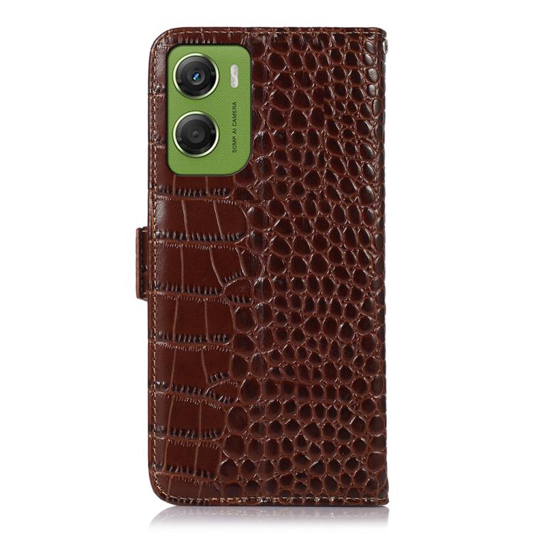 For Motorola Moto G06 4G Crocodile Top Layer Cowhide Leather Phone Case