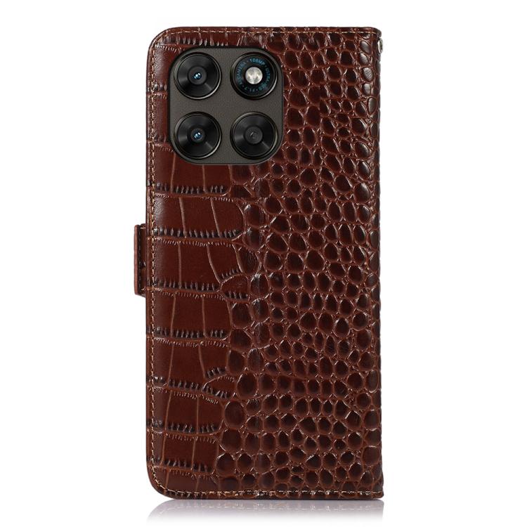 For Motorola Moto G77 5G / G67 5G Crocodile Top Layer Cowhide Leather Phone Case