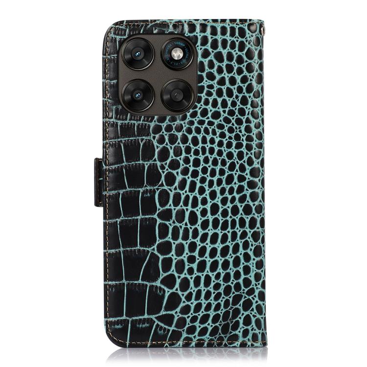 For Motorola Moto G77 5G / G67 5G Crocodile Top Layer Cowhide Leather Phone Case
