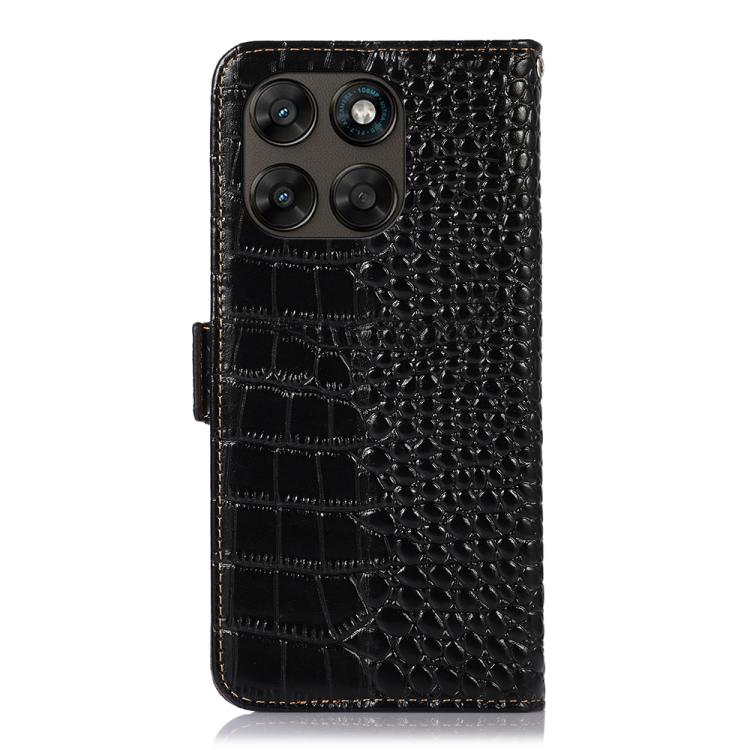 For Motorola Moto G77 5G / G67 5G Crocodile Top Layer Cowhide Leather Phone Case
