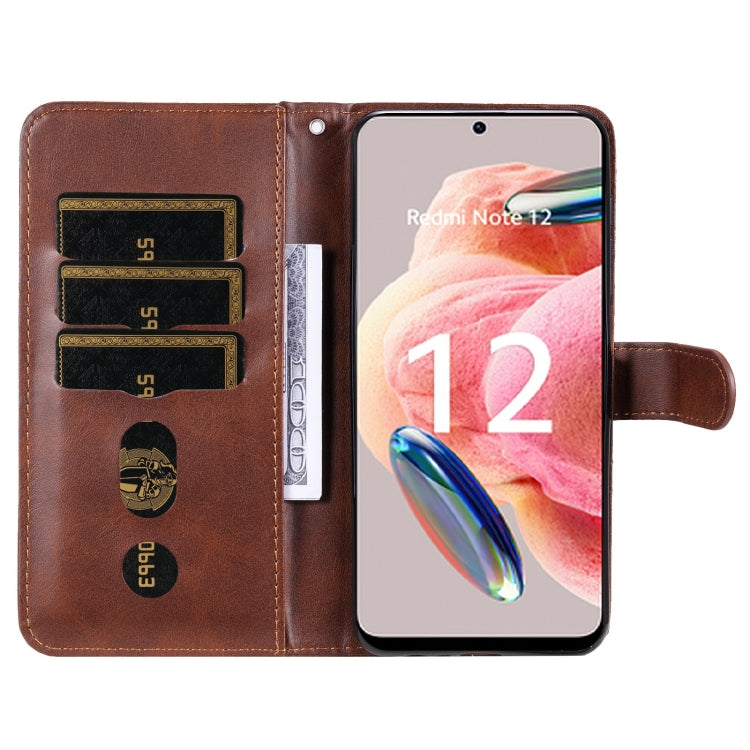 For Xiaomi Redmi Note 12 4G Global Calf Texture Zipper Leather Phone Case