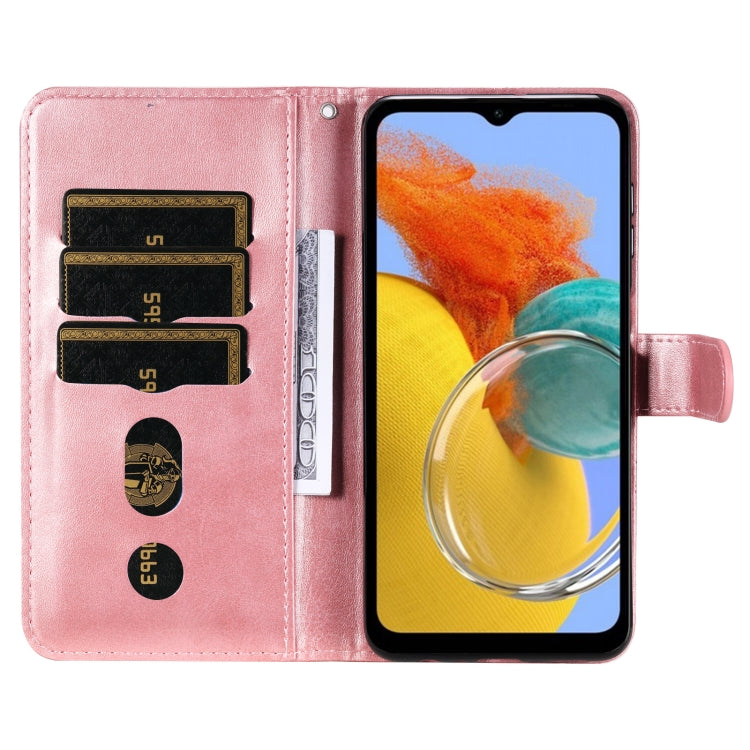For Samsung Galaxy M14 5G Calf Texture Zipper Leather Phone Case
