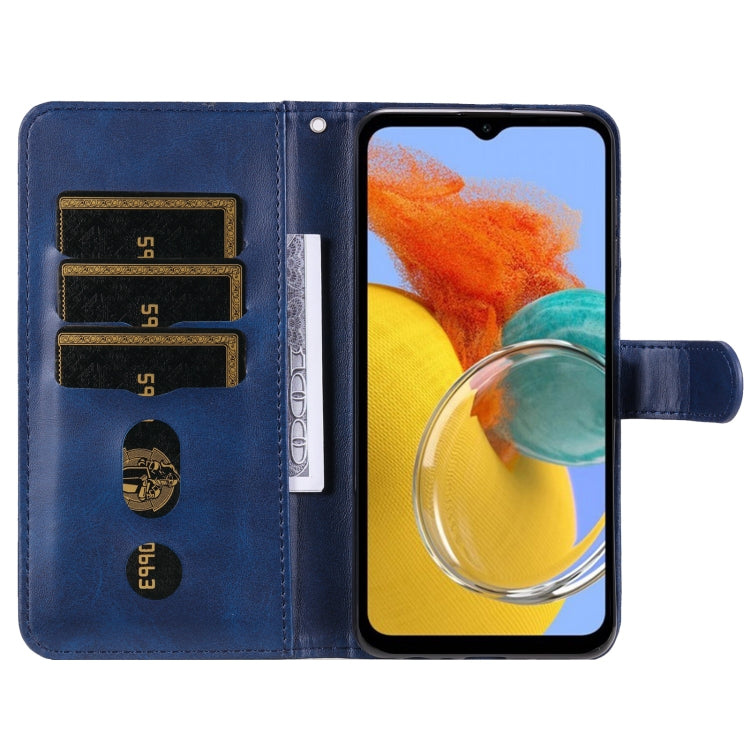 For Samsung Galaxy M14 5G Calf Texture Zipper Leather Phone Case
