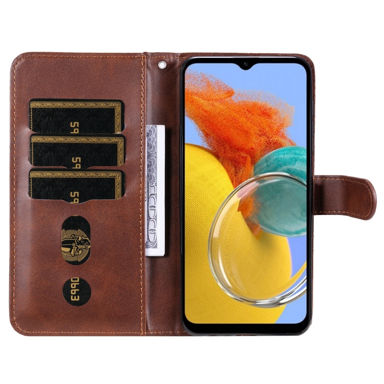 For Samsung Galaxy M14 5G Calf Texture Zipper Leather Phone Case