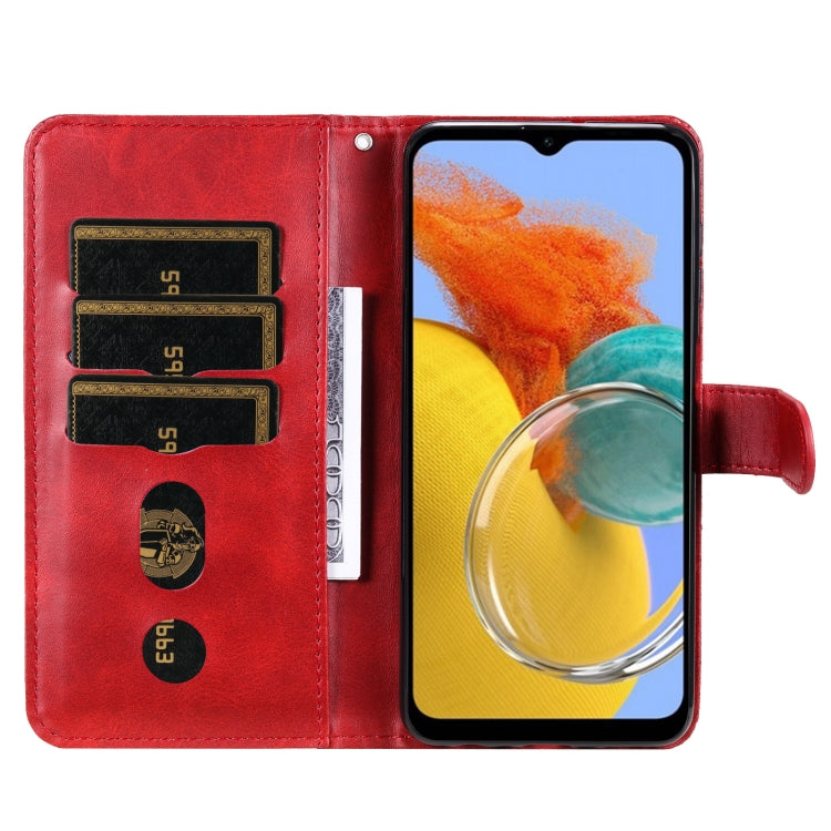 For Samsung Galaxy M14 5G Calf Texture Zipper Leather Phone Case