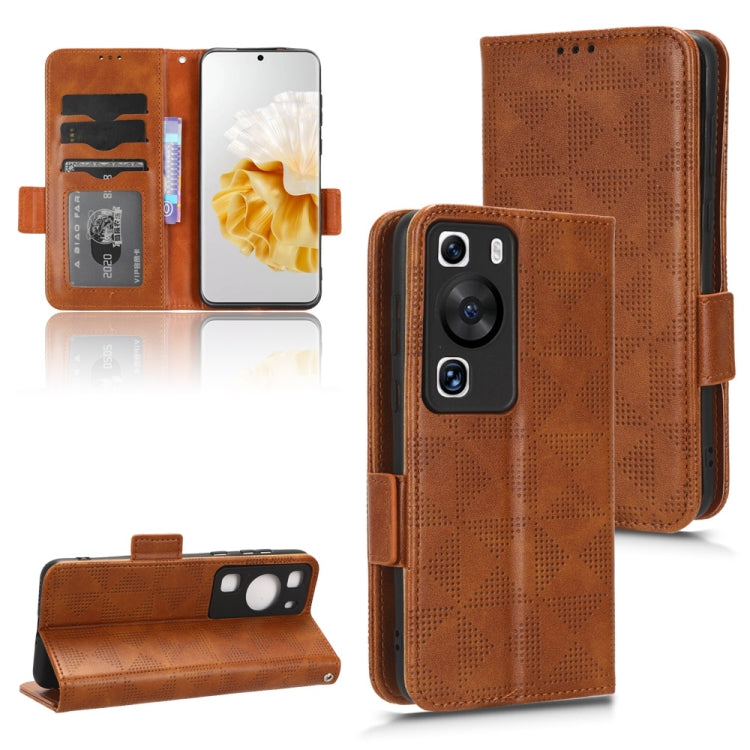 For Huawei P60 / P60 Pro Symmetrical Triangle Leather Phone Case