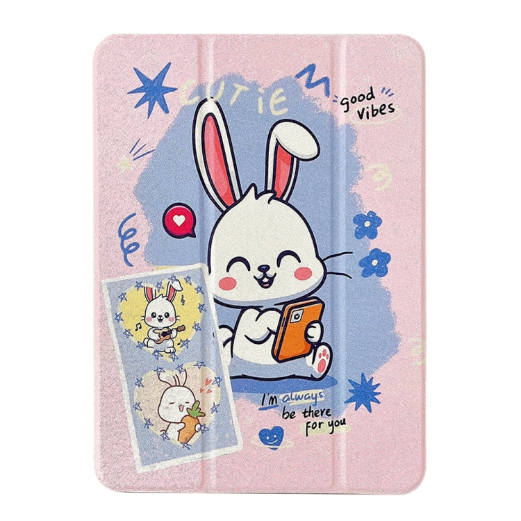 For iPad 10.2 2022 / 2021 / 2020 / 2019 Acrylic Painted 3-fold Holder Leather Tablet Case
